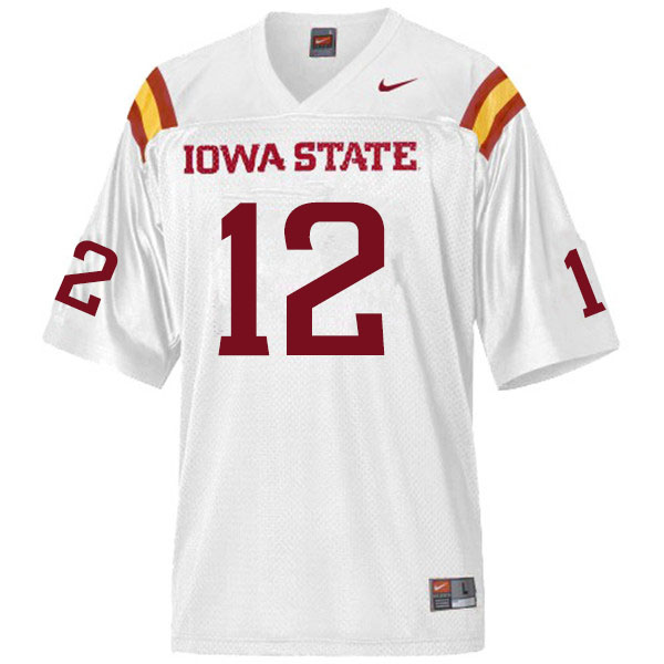 Iowa State Cyclones Men's #12 Easton Dean Nike NCAA Authentic White College Stitched Football Jersey DQ42U84BQ